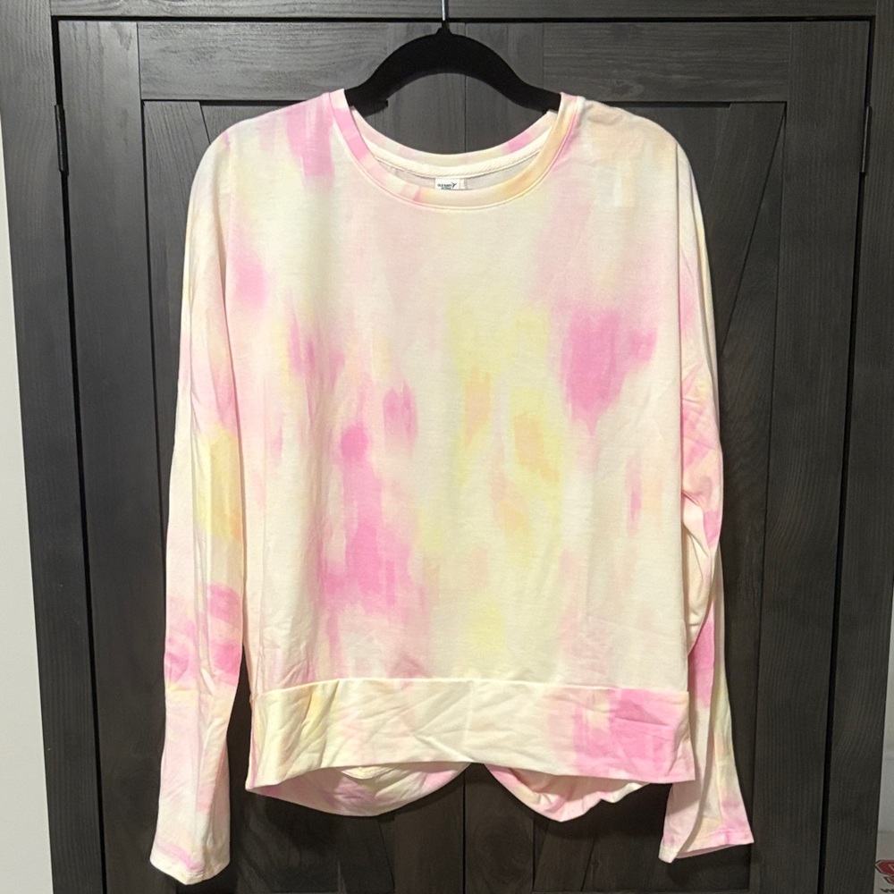 Old Navy Women's Pink and Yellow Tie-Dye Sweatshirt